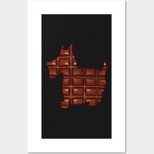 Chocolate Scottish terrier dog cute shaggy puppy doggy silhouette Posters and Art